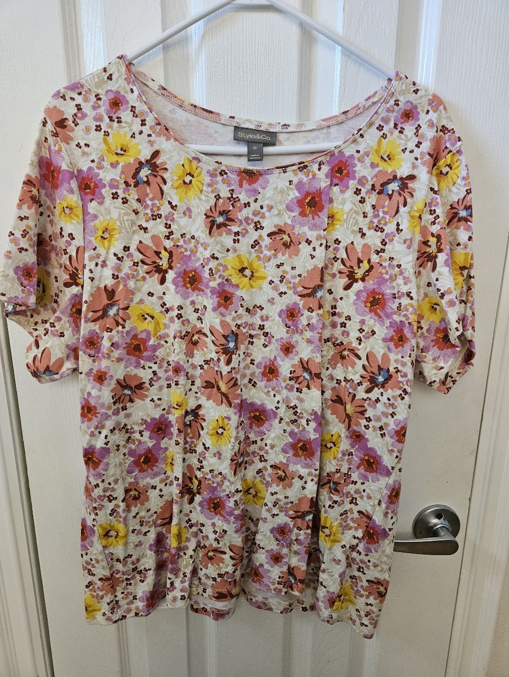 Style & Co 3X Short Sleeve Scoop Neck Floral Tee